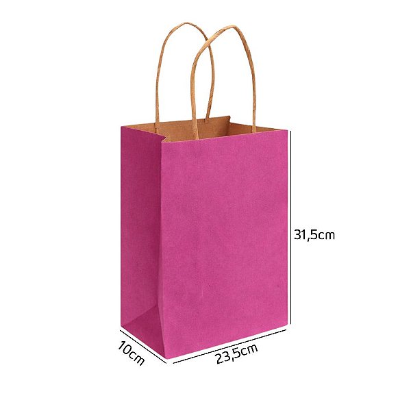 Sacola de Papel Kraft Pink M 23,5x10x31,5