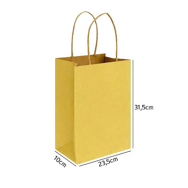 Sacola de Papel Kraft Amarelo M 23,5x10x31,5