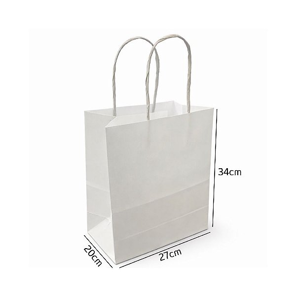 Sacola de Papel Branca G 27x20x34