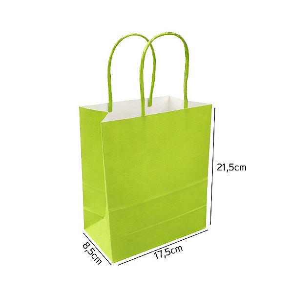 Sacola de Papel Verde Limão P 17,5X8,5X21,5