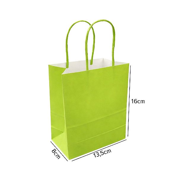 Sacola de Papel Verde Limão Mini 13,5x8x16