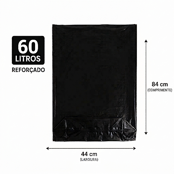 Saco de Lixo Reforçado 60 Litros – Pacote com 10 Unidades