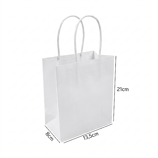 Sacola de Papel Branco P 13,5x8x21