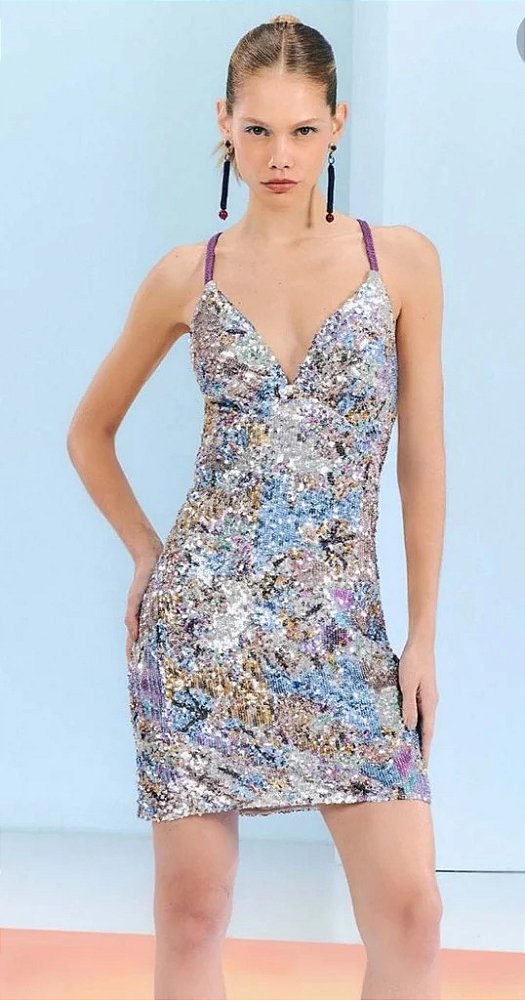 Vestido Alça Curto Paete