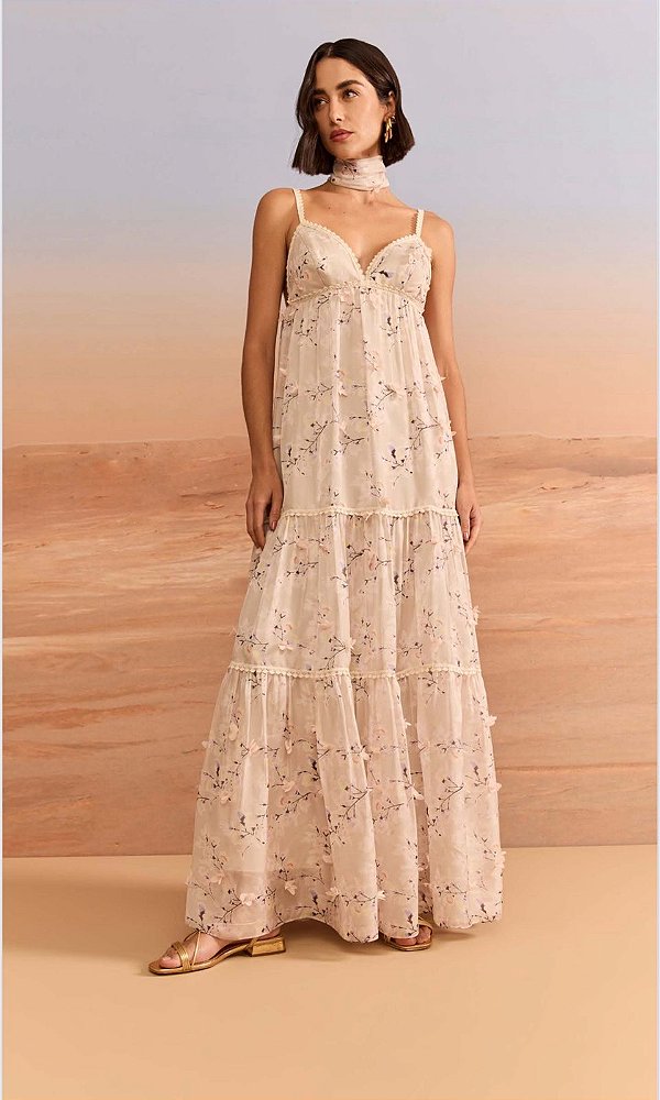 Vestido Longo Musseline 3 D