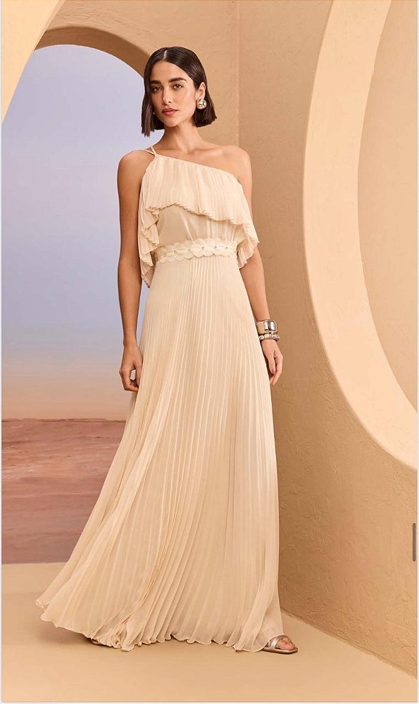 Vestido Ombro Só Plissado