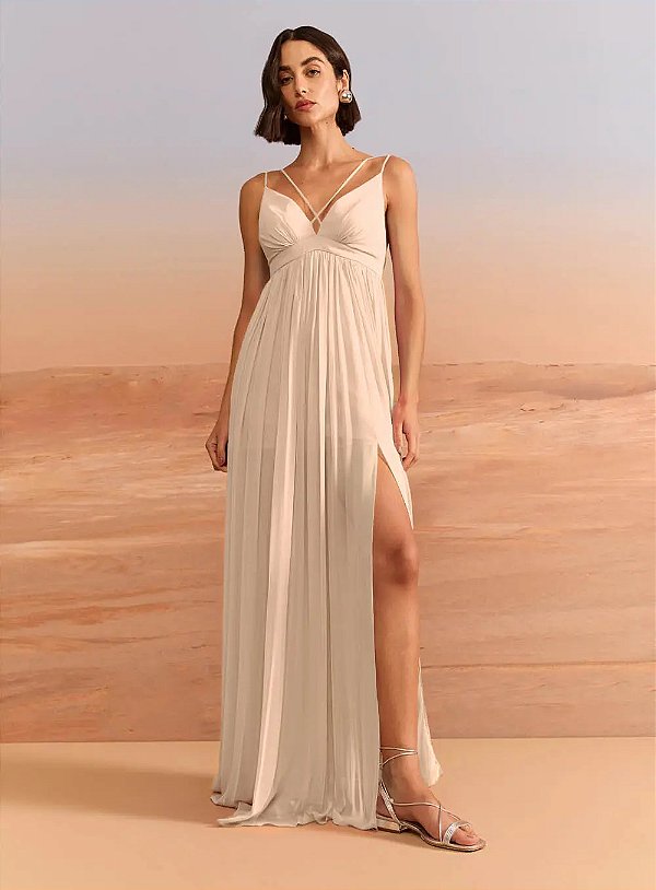 Vestido Longo Alças Cruzadas