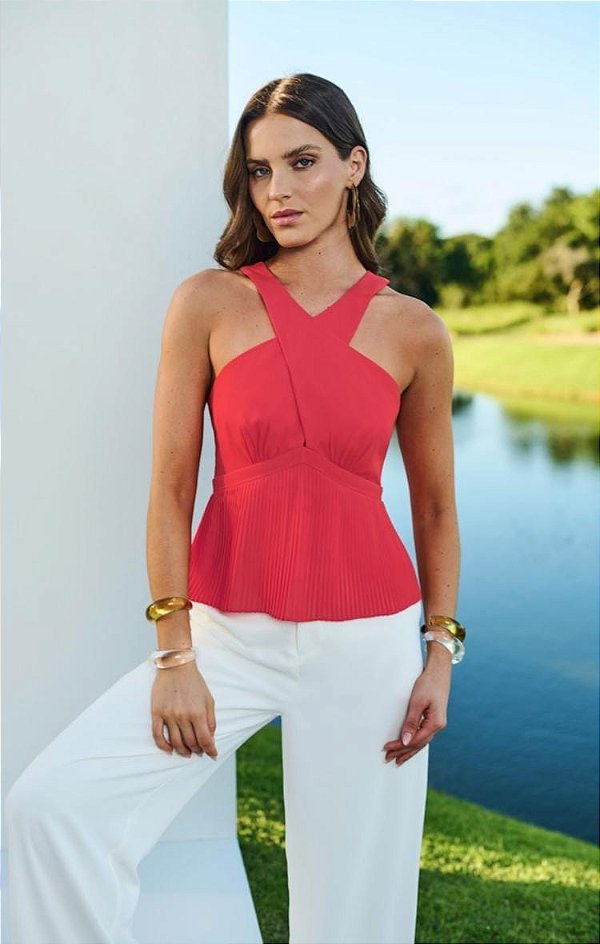 BLUSA OVER NECK PLISSE