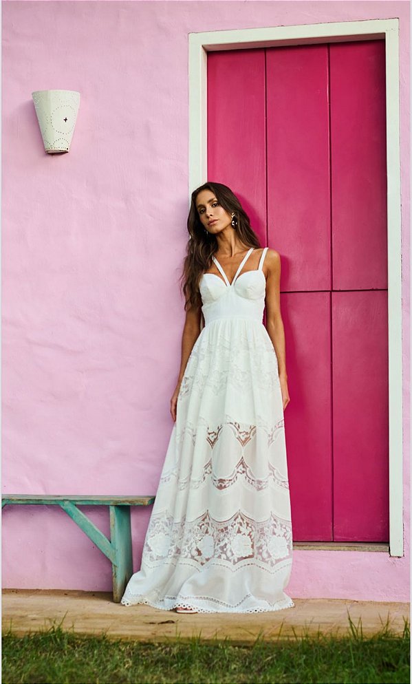 VESTIDO LONGO SAIA BABADOS