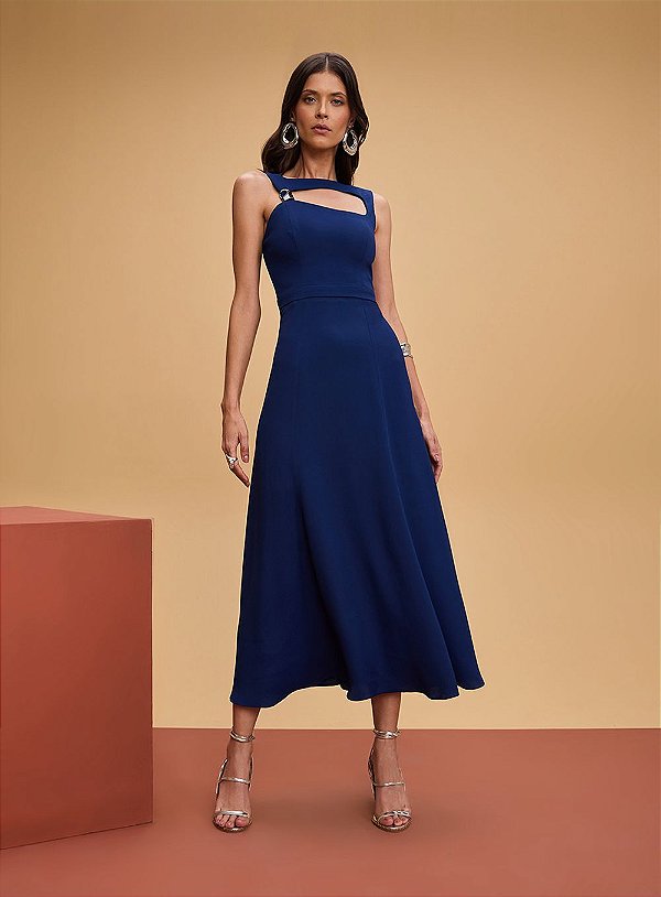 Vestido Midi Com Recorte