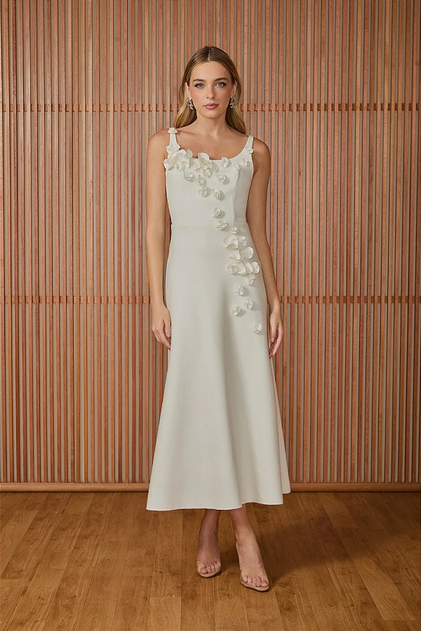 Vestido Mídi Lorena Flores Aplicadas