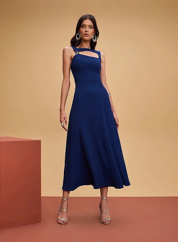 Vestido Midi Com Recorte