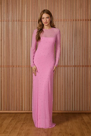 Vestido longo bordado Candice rosa Ballet