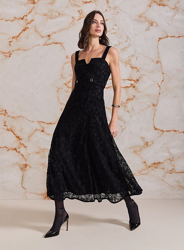 VESTIDO MIDI RENDA