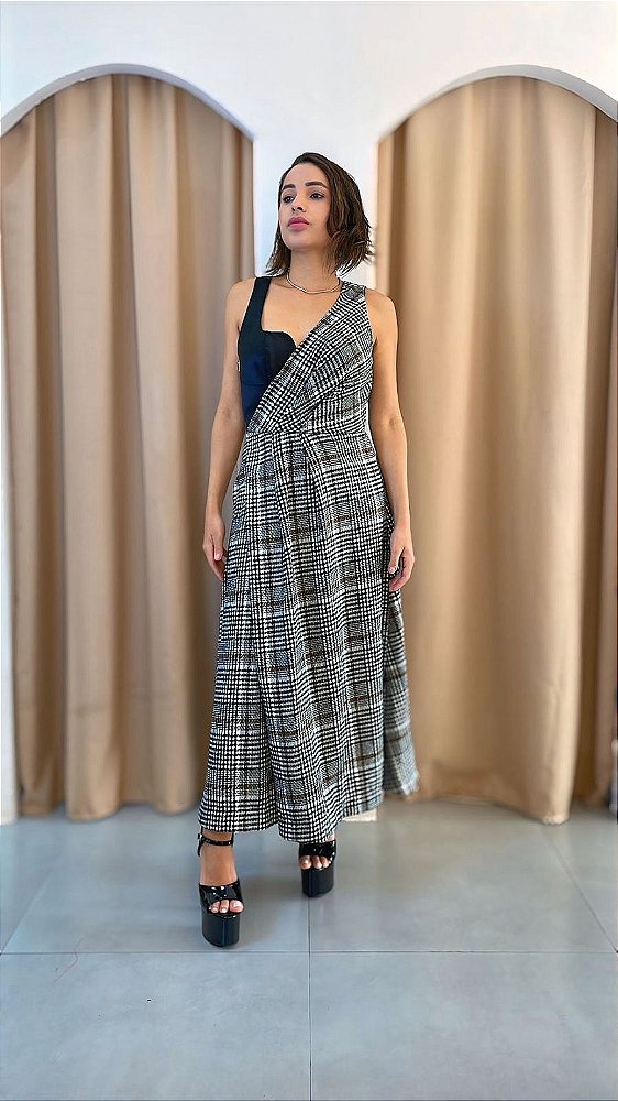 VESTIDO MIDI TWEED XADREZ
