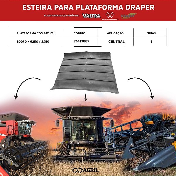Esteira Draper Central 71413887 Colheitadeira (Valtra, Massey, Fendt)