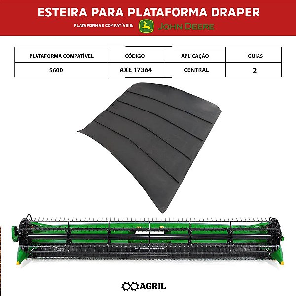 Esteira Central Plataforma Draper Axe17364 John Deere S600