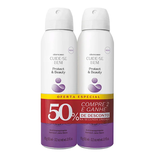 Kit Desodorante Antitranspirante Aerossol Protect and Beauty 2x90g - 150ml - 1