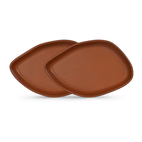 Jogo de 2 Pratos Netuno 24x15x1,5 Cm Odisseia Caramelo