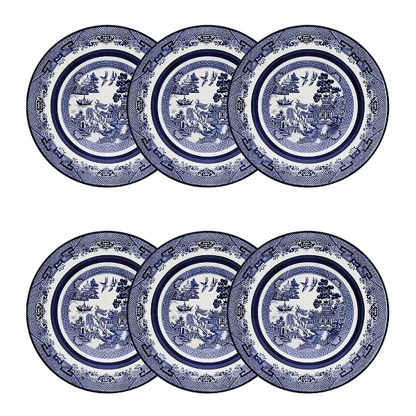 Jogo de 6 Pratos Fundos 23,5 Cm Flamingo Blue Willow