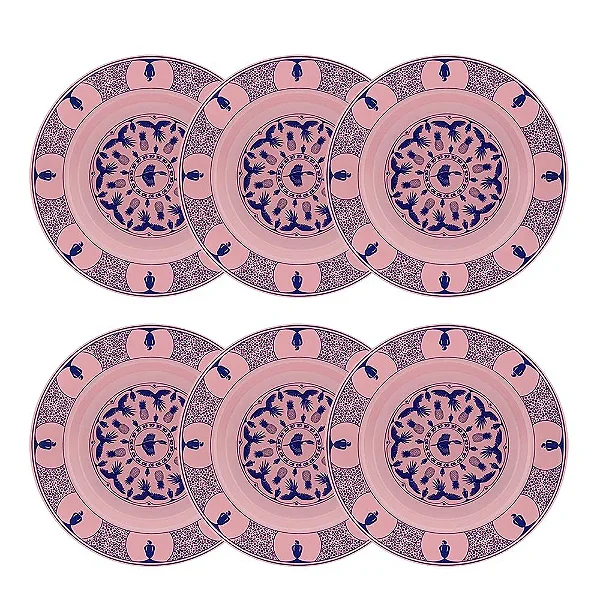 Jogo de 6 Pratos Fundos 23,5 Cm Cerâmicas Gomes