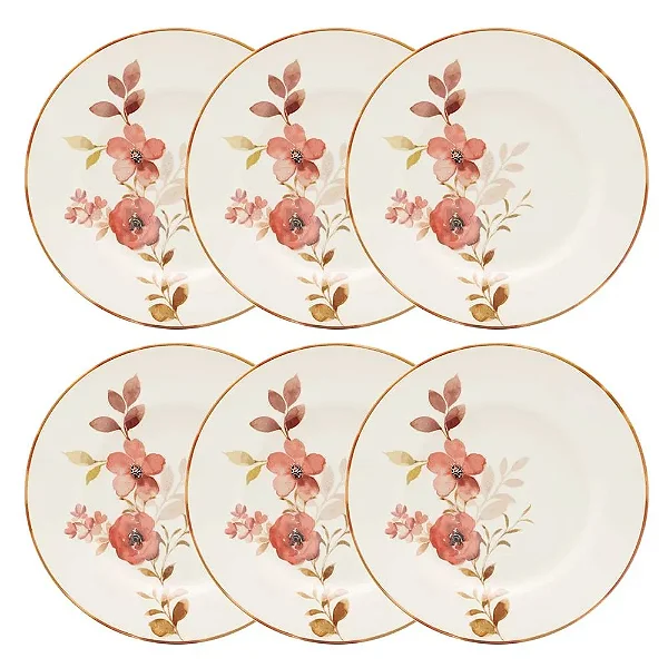 Jogo de 6 Pratos Rasos 26 Cm Donna Chá Das 5