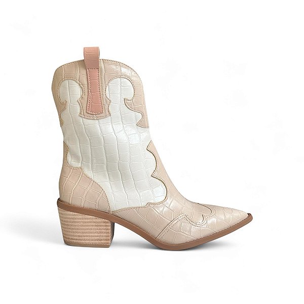 BOTA FEMININA COUNTRY TEXANA CROCO AMÊNDOA