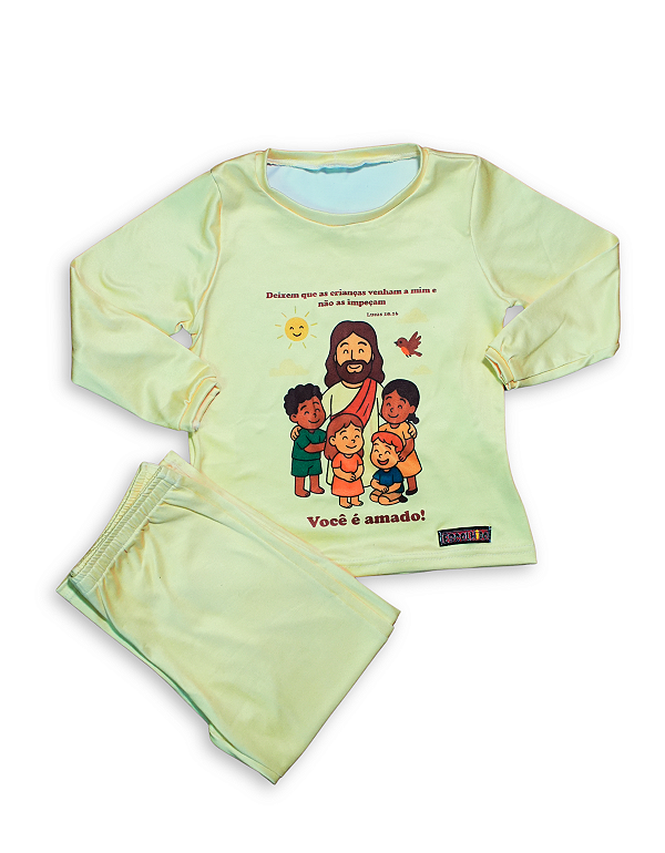 Pijama infantil Cristão - longo (Jesus e as crianças)