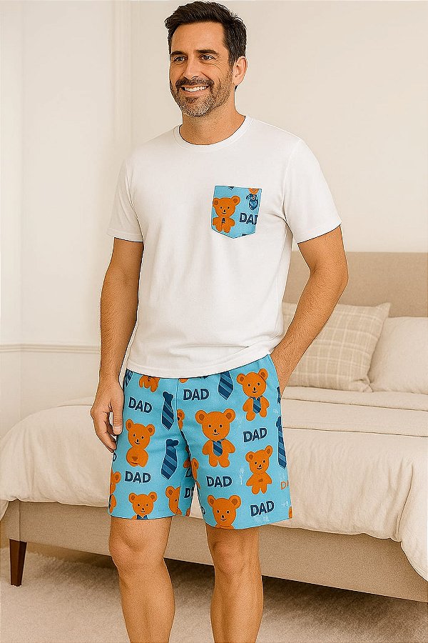 Pijama masculino adulto (manga curta + short)