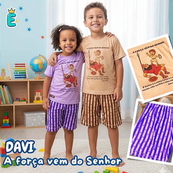 Pijama infantil Cristão - curto (Davi)