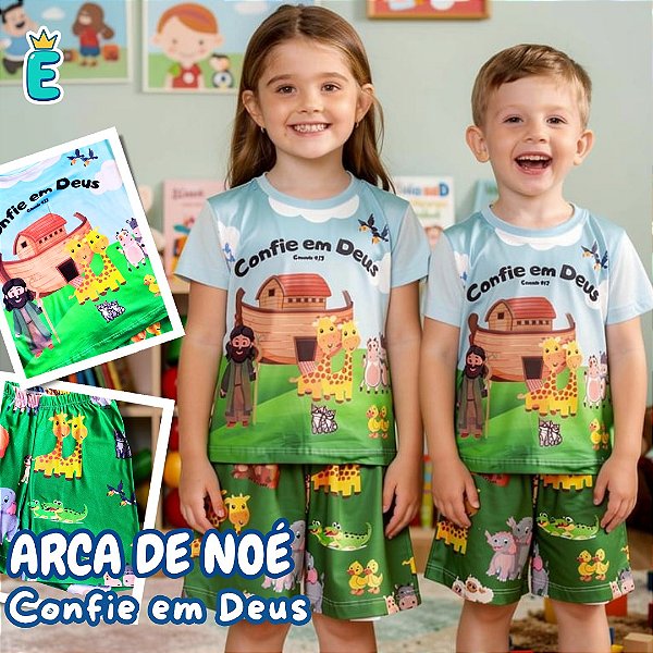Pijama infantil Cristão - curto (Arca de Noé)