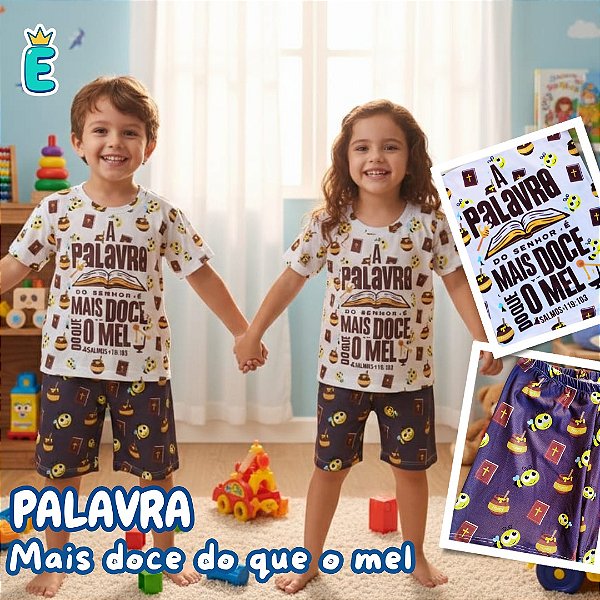 Pijama infantil Cristão - curto (A Palavra de Deus)