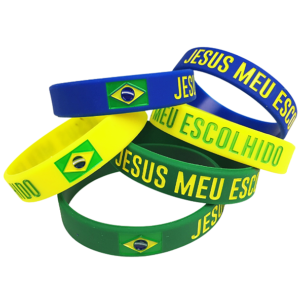 Pulseiras Silicone Brasil - Jesus Meu Escolhido
