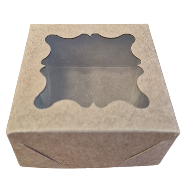 Embalagem Caixa Kraft c/ Visor 7cm X7cm X3.5cm