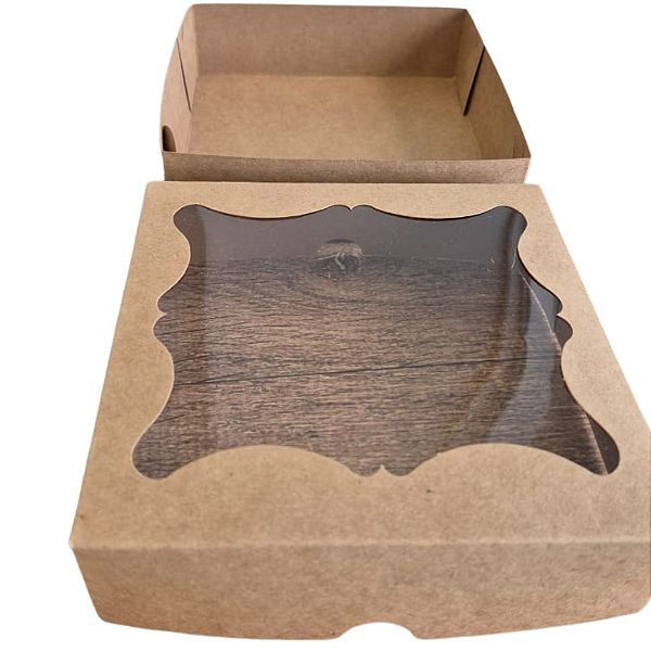 Embalagem Caixa Kraft c/ visor 15cm X15cm X4.2cm