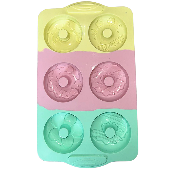 MOLDE FORMA DE SILICONE DONUTS  6 CAV 29 X 17 X 2,3 CM