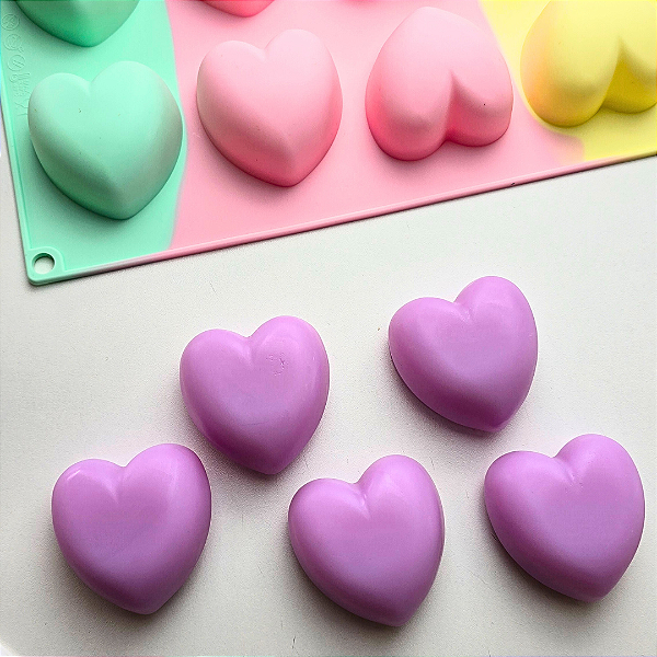 MOLDE FORMA DE SILICONE CORACAO 8 CAV 27X17 CM