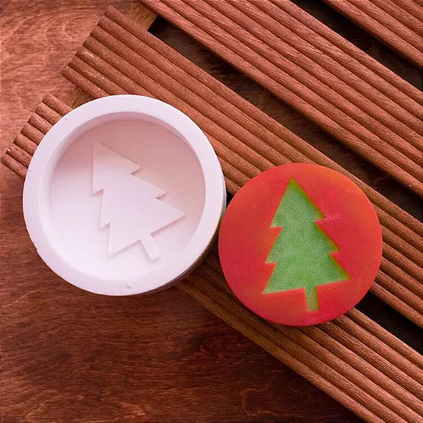 Molde de Silicone Redonda Pinheiro de Natal