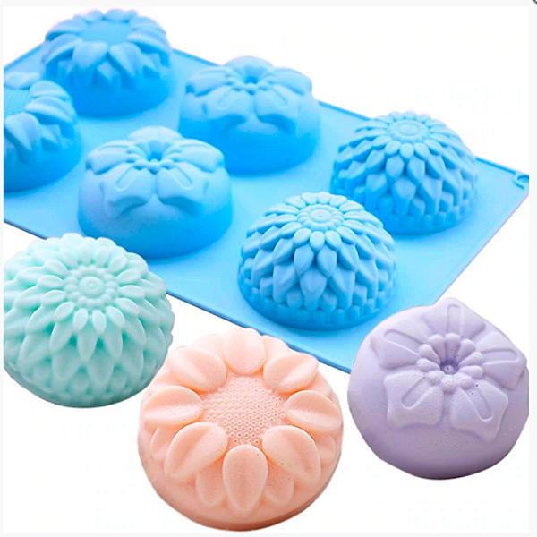 Forma de Silicone Molde Flor Floral 6 Cav