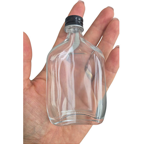 Mini Cantil de vidro 50ml para lembrancinhas - Tampa preta