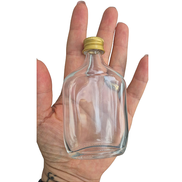 Mini Cantil de vidro 50ml para lembrancinhas - Tampa dourada