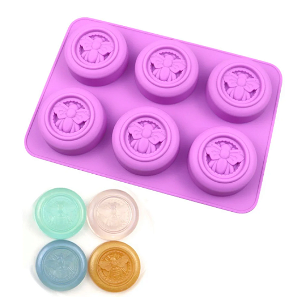 Forma de Silicone Molde Sabonete Artesanal Abelha  Redondo