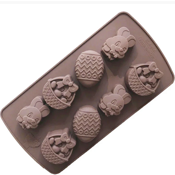 Forma de Silicone Molde Ovo, Coelho, Cesta de Páscoa