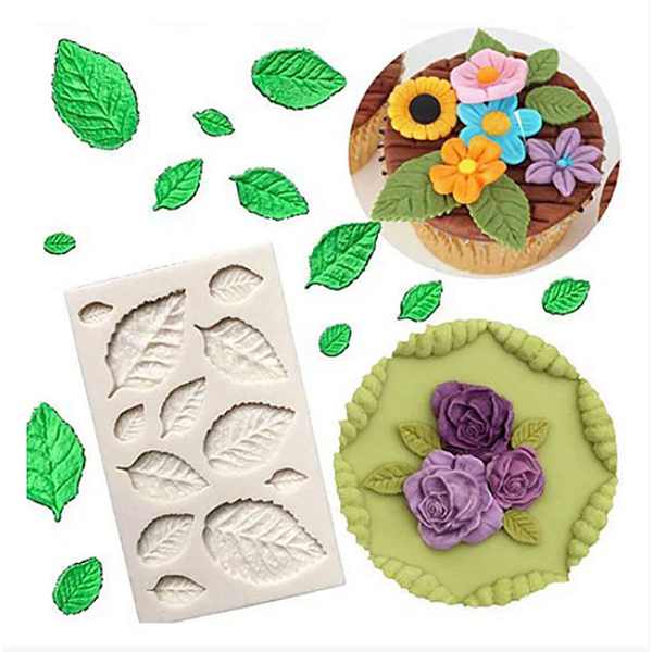 Forma de Silicone Molde Folhas