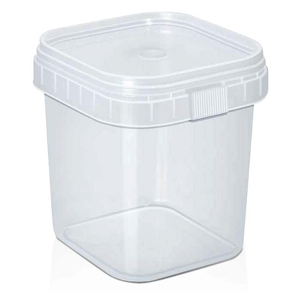 Pote de plástico baldinho quadrado c tampa 220ml