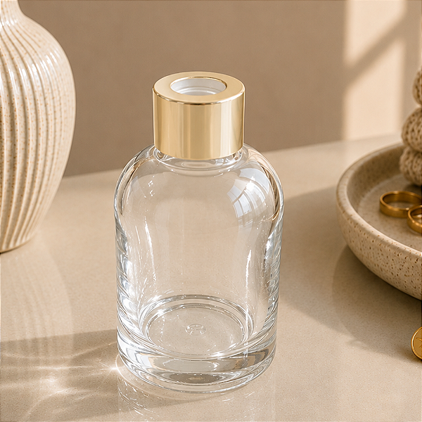 Frasco Rubelita Cristal - Tp difusora dourada - 200ml
