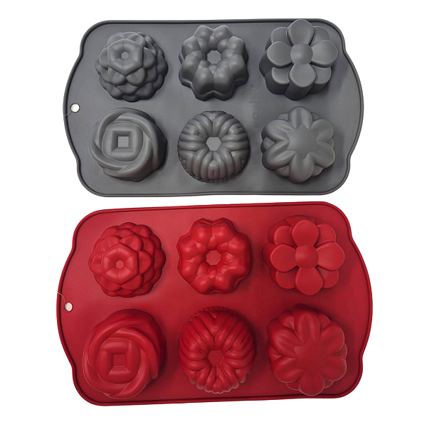 Forma de Silicone Molde Bolinhos 6cav 28,5 x 17,3 x 3,5cm