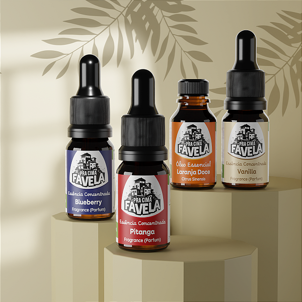 Kit Aromas Frutados de Óleo Essencial e Essências - PRA CIMA FAVELA