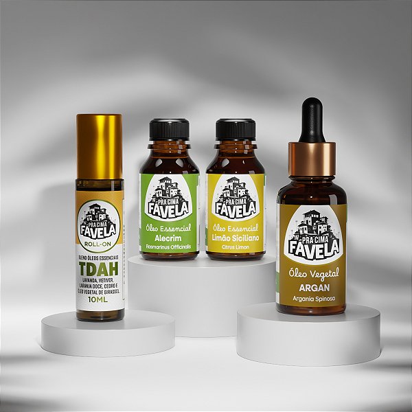 Kit Clareza Mental de Óleos Essenciais, Vegetais e Blend - PRA CIMA FAVELA