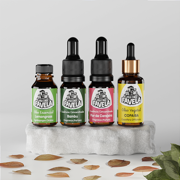 Kit Natureza de Óleos Essencial, Vegetal e Essências - PRA CIMA FAVELA